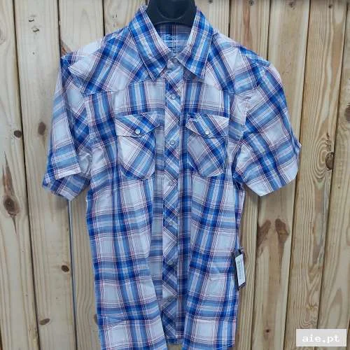 MEN S RZR PLAID S/S SHIRT  BLU